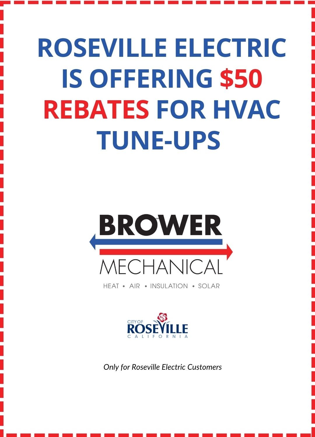 roseville electric $50 rebate for hvac tune-up 