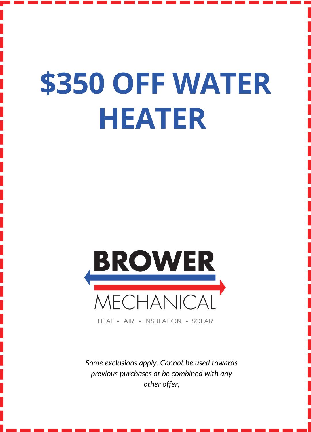 $350 water heater special coupon